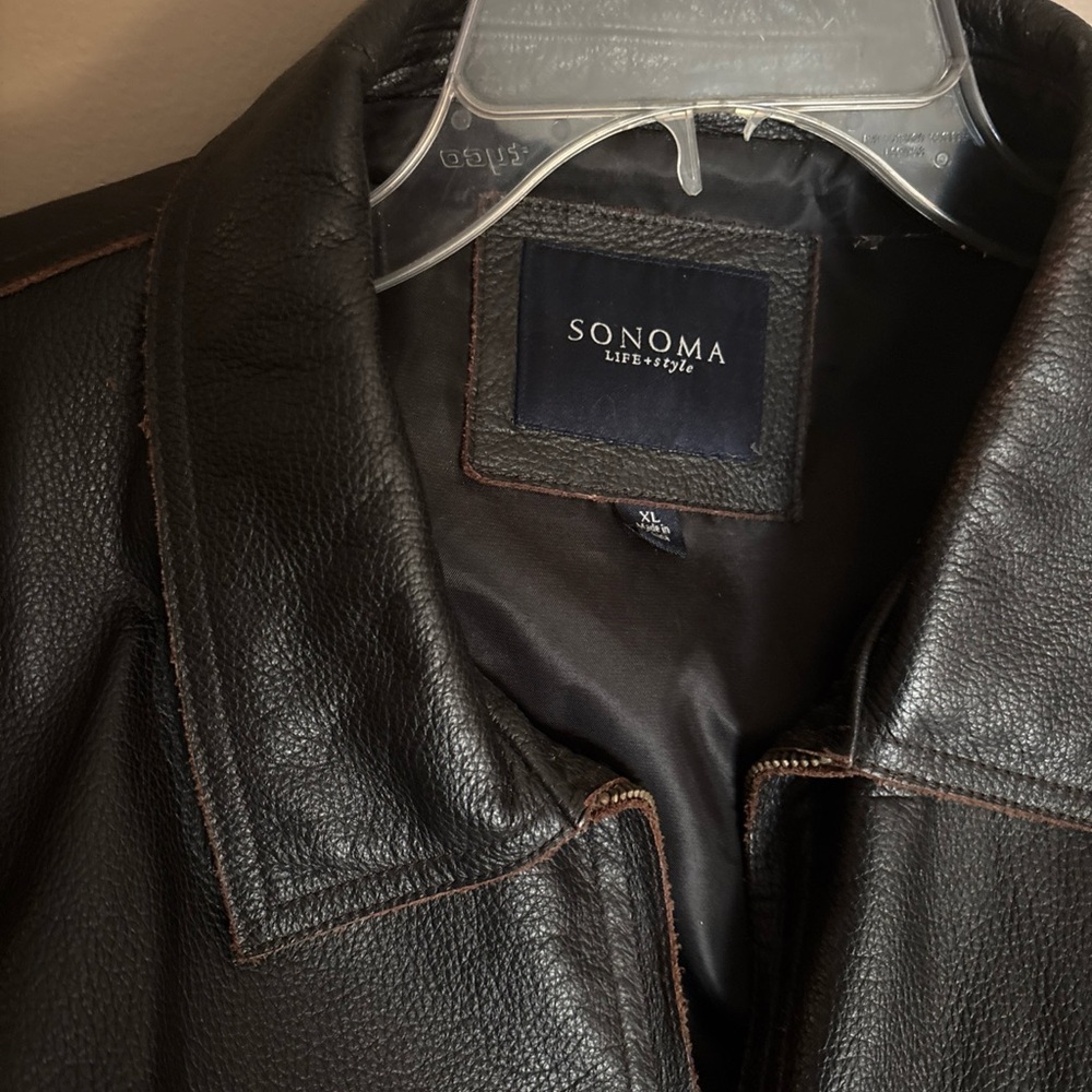 Sonoma Men's Black Leather Jacket - Picture 2 of 4